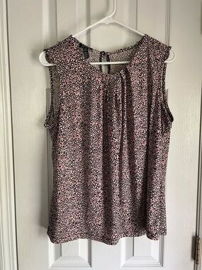 Jones New York Pink and Black Leopard Print Sleeveless Blouse